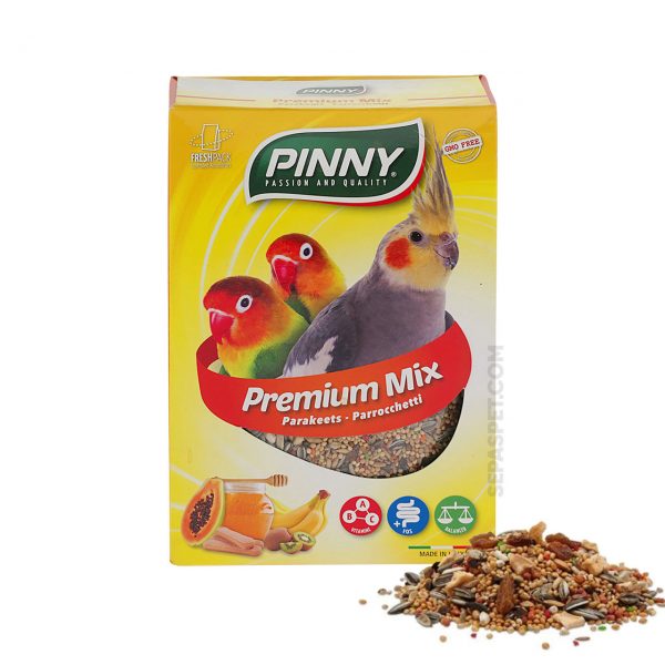 دان مخلوط پرمیوم میکس پینتا دان مخلوط عروس هلندی طوطی برزیلی premium mix 800gr pinny pineta