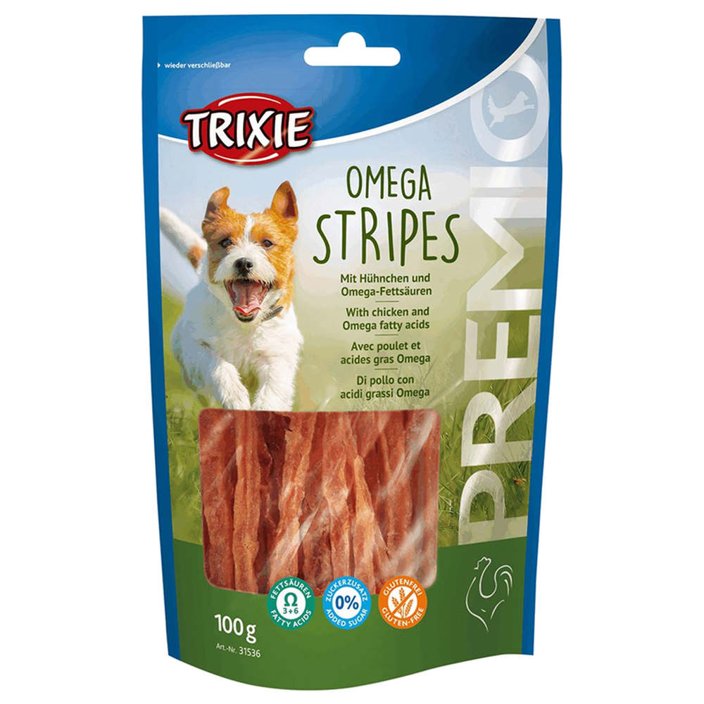 غذای تشویقی سگ مدادی تریکسی مدل Omega Stripes طعم مرغ