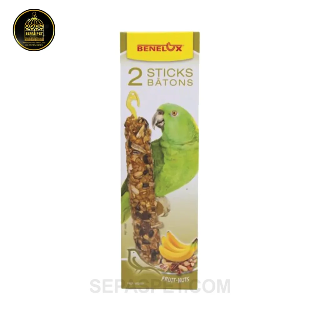 استیک تشویقی میوه و آجیل بنلوکس - طوطی های بزرگ جثه Benelux Fruit Nuts Sticks